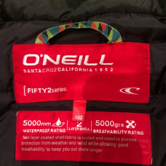 O’Neil kids ski jacket yellow and green size 12 - Picture 4 of 5